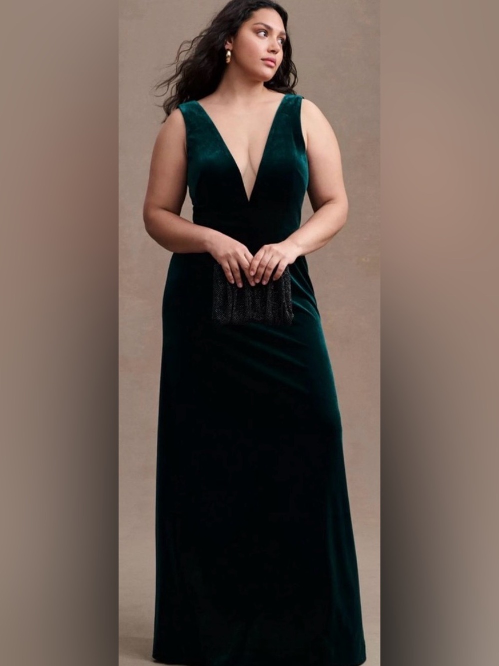 ANTHROPOLOGIE - JENNY YOO “LOGAN” GREEN VELVET GOWN